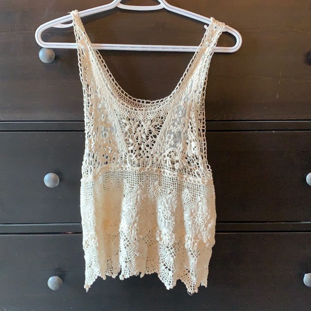 Crochet ivory top.
